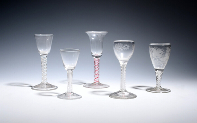 Four small English and Dutch wine glasses c.1760-70