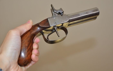 France - 1840/1850 - Grand pistolet à percussion double canon octogonal haute qualité & crosse goutte d'eau en noyer - Percussion - Pistol