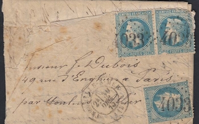 France 1870 - Boule de Moulins postmarked Trouville-sur-Mer 30/DEC./1870 bound for Paris.