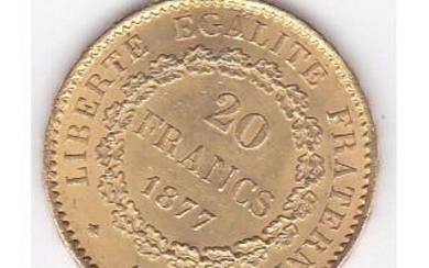 France. Third Republic (1870-1940). 20 Francs 1877-A Génie