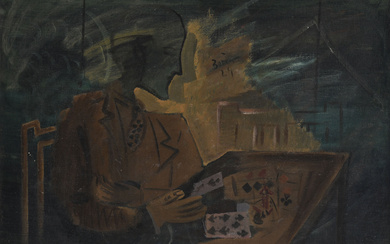 Francisco Bores (1898-1972), Le joueur de cartes, 1929 (?), huile sur toile, signée et datée, 58,5x72 cm Provenance: Crane Kalman Gallery