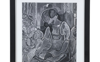 Francisco Borès Lopez Rotogravure "Girl With A Book" From "Borès," 1961