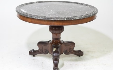 French Empire Style Round Marble Top Table