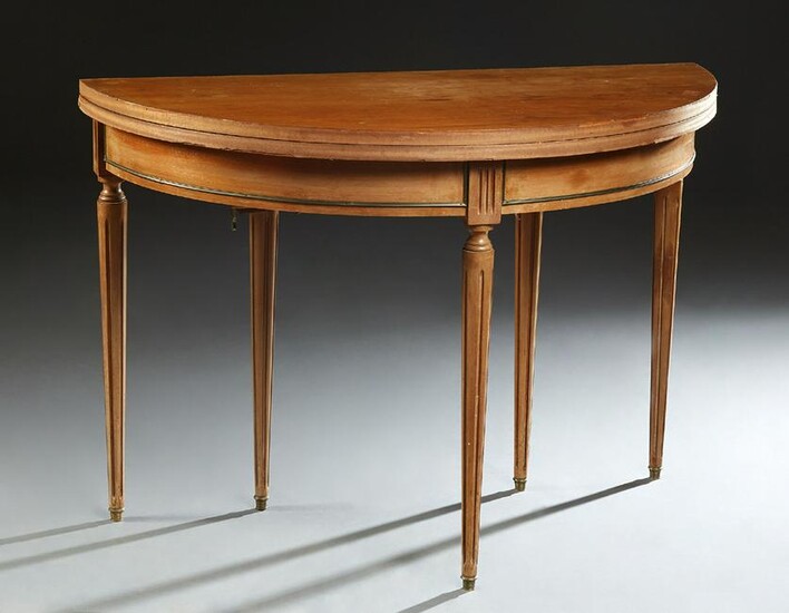 French Louis XVI Style Demilune Carved Mahogany