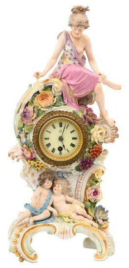 German Porcelain Figural Mantel Clock