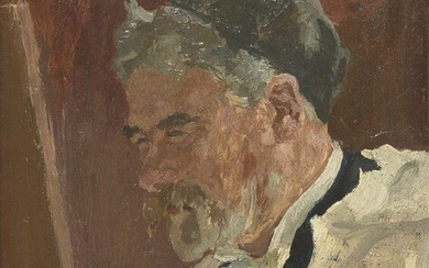 French School, early-mid 20th century- Self-portrait of the artist; oil on canvas, 31.5x26.5cm