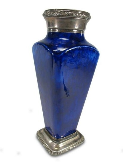 French Sevres porcelain & silver vase, 1890