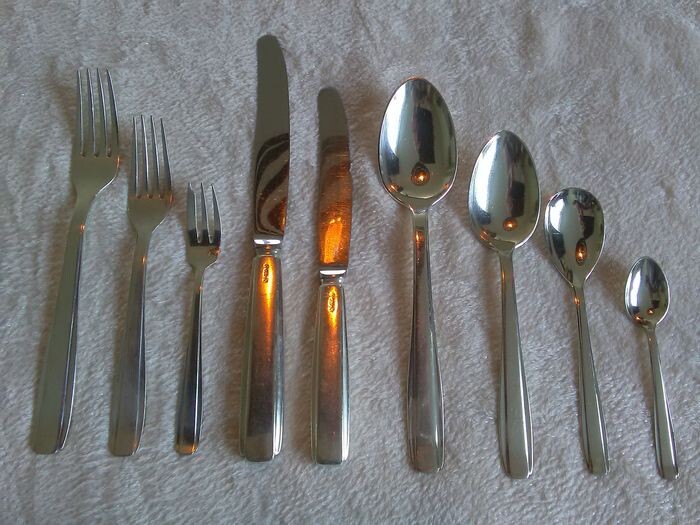 GERO - Silver plated cutlery set for 6 people (77) - Art Deco - Silverplate - Zilvium, 56 Nordique
