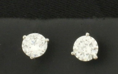 GIA Certified 1ct TW Diamond Stud Earrings in Platinum Martini Settings