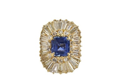 GIA Sapphire, Diamond and 14K Ring