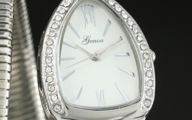 Genoa Wrap Around Band Wristwatch with Glass Crystal Accents