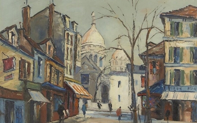 George Hann, British 1900-1979- View of Sacre-Coeur, Paris; oil on canvas, signed lower right 'George Hann', 50.4 x 60.9 cm (ARR)