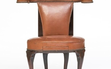 George II Style Mahogany and Leather Cock Fighting Chair