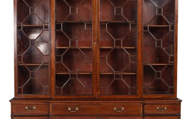George III Figured Mahogany Breakfront Bookcase