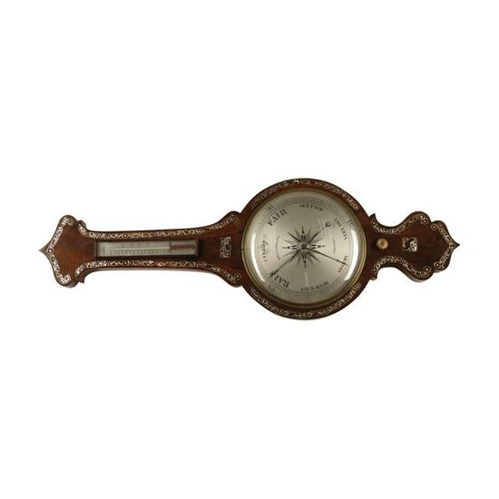 George III Style Inlaid Rosewood Barometer.
