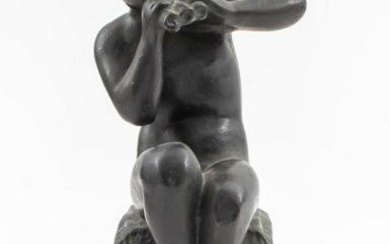 German Art Deco Bronze Pan Sculpture