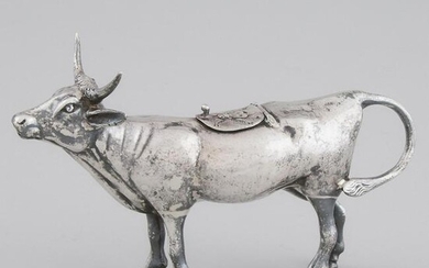 German Silver Cow Creamer, early 20th century, length