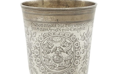 German parcel-gilt silver cup of Germantown interest Underside inscribed...