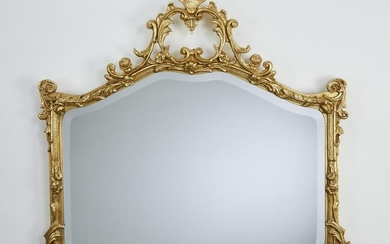 Giltwood Rococo style beveled mirror