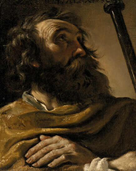 Giovanni Francesco Barbieri, called Guercino (Cento 1591-1666 Bologna), Saint Alexius in a brown wrap, holding a staff