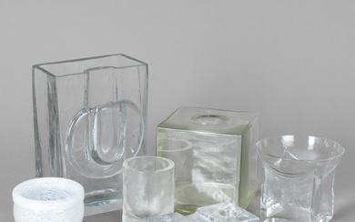 Glass bundle: vases, candle and tea light holders (6).