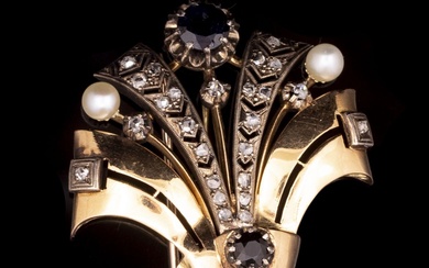 Gold, Sapphires, Pearls & Diamonds Brooch