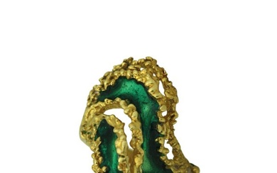 Gold and Enamel Abstract Ring