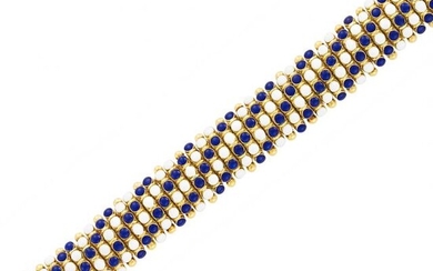 Gold and White and Blue Enamel Bracelet, Cartier