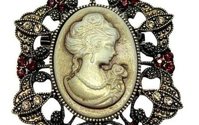Gorgeous Crystal Rhinestones Cameo Vintage Brooch for Women