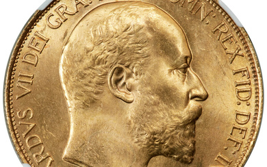 Great Britain: , Edward VII gold 5 Pounds 1902 MS64+ NGC,...