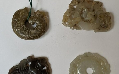 Group of 4 Carved Jade Pendants