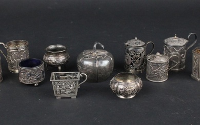 Group of Chinese Silver Mustard Pots