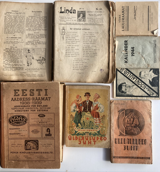 Group of books, newspapers mostly Estonia - Philately, Music, Family, Nature etc (14)