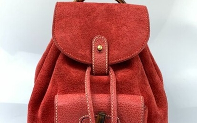 Gucci - Bamboo handle-Suede Backpack