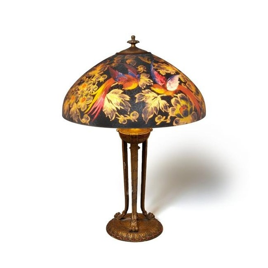 HANDEL (ESTABLISHED 1885) Birds of Paradise Table Lampcirca 1920decorated by Henry Bedigie, inte...