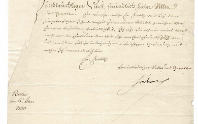 HISTORY - FREDERICK II (1712 - 1786) - Letter signed