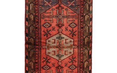 Hand-Knotted Vintage Gray Tribal Design 37X7 Oriental Rug Farmhouse Wool Carpet