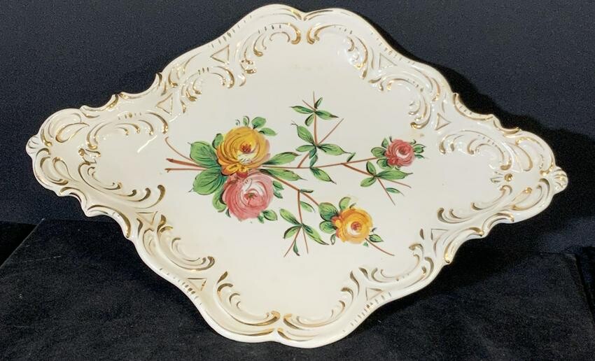 Hand Painted Signed Italian Porcelain Serving Dish