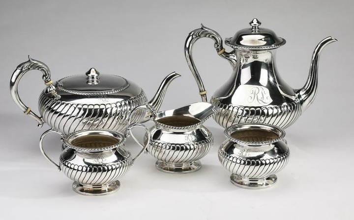 Hand chased sterling hot beverage service by Durham