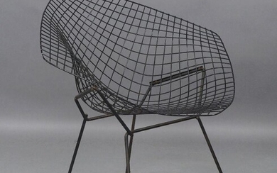 Harry Bertoia, a 'Diamond' chair, c.1970/80, with black enameled steel lattice work frame