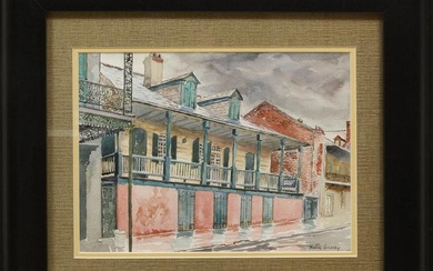 Hattie Saussy (American/Georgia, 1890-1978) , "Madame John's Legacy", watercolor on paper, signed