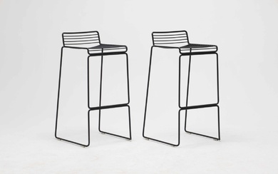 Hee Welling for Hay: A pair of black lacquered iron bar stools (2)