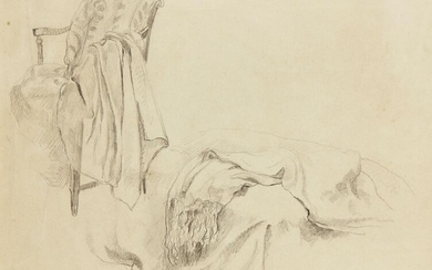 Henri Lebasque, French 1865¬®1937 - Still life, chair & drapes; pencil on paper, signed lower right 'H Lebasque', Provenance: with Gimpel Fils, London GF15308 (according to the label attached to the reverse); private collection Note: attached to...