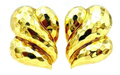Henry Dunay Hammered Yellow Gold Clip-On Earrings
