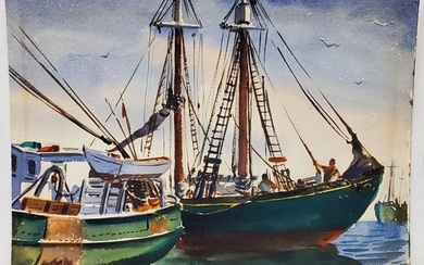 Henry Gasser Sailboat Original Watercolor Painting