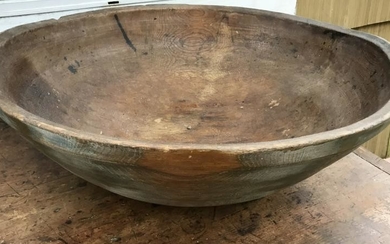 Huge Antique 19th C American Carved Dough Bowl