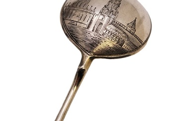 I. Khlebnikov Imperial Russian 84 Silver Niello Enamel spoon d. 1890 Russe Rare - Spoon - .875 (84 Zolotniki) silver, I. Khlebnikov Imperial Russian Silver Enamel spoons d. 1869 Russe