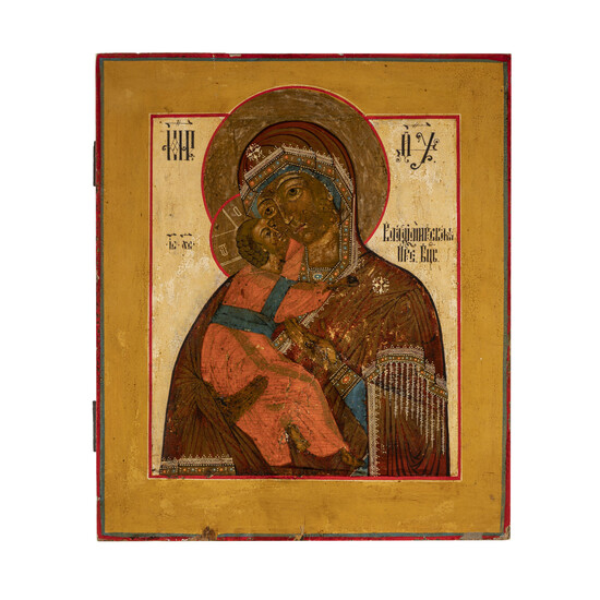 Icona russa del XVIII secolo Madre di Dio di...