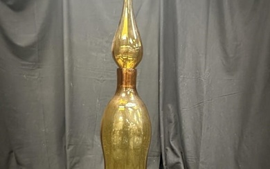 Impressively Tall MCM Amber Glass Floor Vase