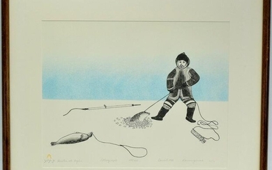 Inuit Artist Kananginak Pootoogook Signed Lithograph